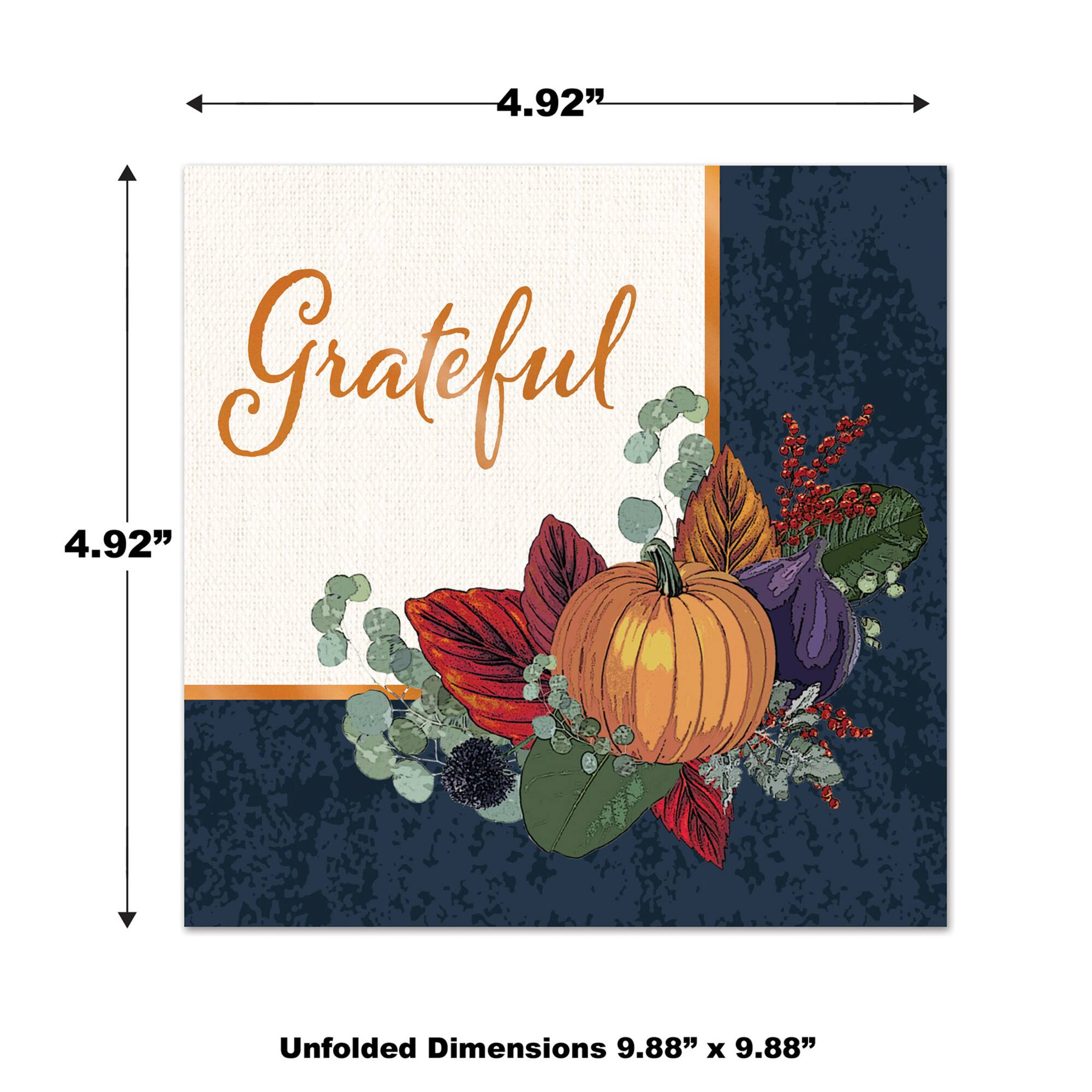 Beistle 5" x 5" Grateful Fall Thanksgiving Beverage Napkins, 32ct.